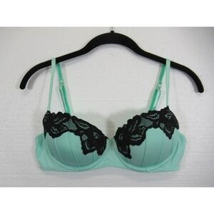 Candies Padded Push Up Bra 34C Green Underwire Y2K